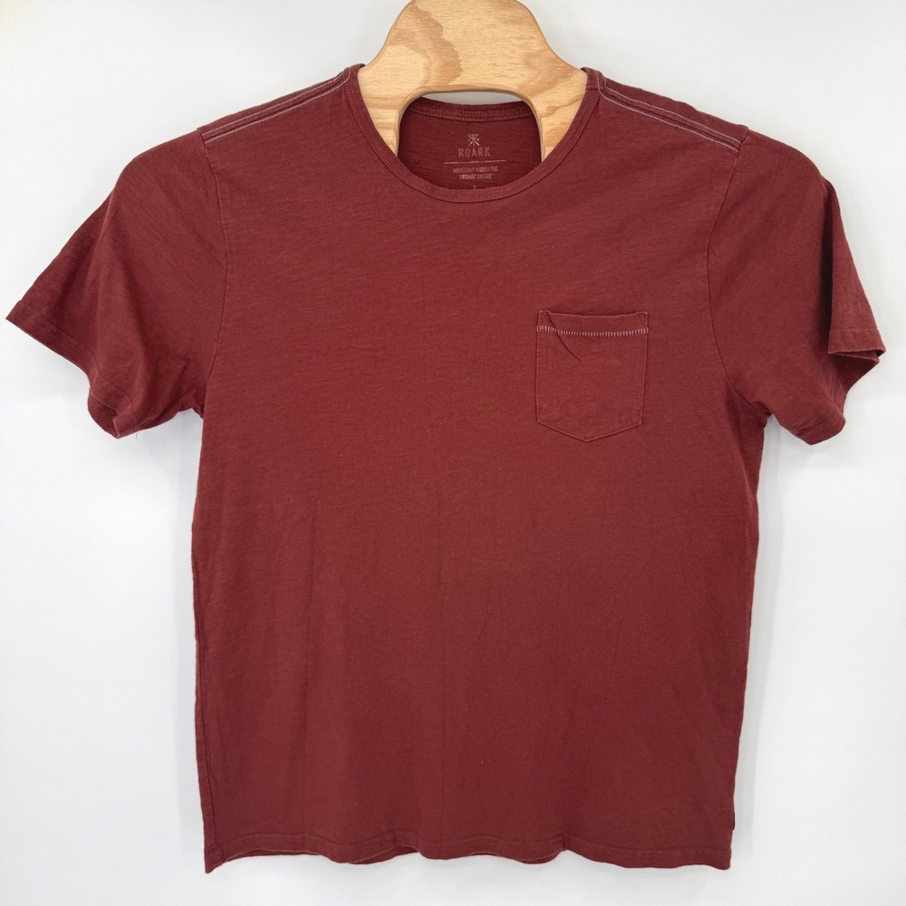 Roark Pocket Tee Mens Large Burgundy Organic Cotton Short Sleeve T-Shirt